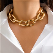 ( 3  Gold 62 2)occidental style  brief personality Metal chain necklace chain woman  exaggerating frosting punk short s