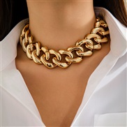 ( 4   Gold 62 4)occidental style  brief personality Metal chain necklace chain woman  exaggerating frosting punk short 