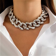 ( 4 White k 62 4)occidental style  brief personality Metal chain necklace chain woman  exaggerating frosting punk short