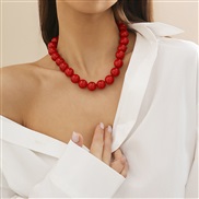( White K+ red 619 )occidental style exaggerating color Acrylic beads necklace woman  fashionins beads layer clavicle