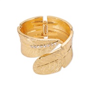 ( Gold)occidental style retro exaggerating embed feather width Metal bangle  fashion opening woman