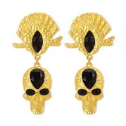 ( black)E occidental style medium wind creative exaggerating head earrings  glass diamond retro black wind earring