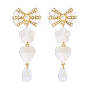 (butterfly + Five pointed star )E flowers butterfly crystal earrings  wind Pearl temperament tassel woman earring
