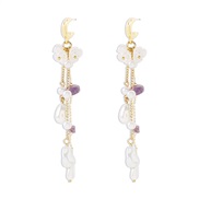 (+Pearl )E flowers butterfly crystal earrings  wind Pearl temperament tassel woman earring