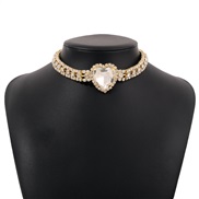 ( Gold+White Diamond ) claw chain fully-jewelled elegant chain  romantic sweet love necklace