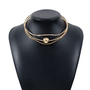 ( Gold)occidental style geometry opening hollow pellet necklace  fashion brief punk fashion Collar