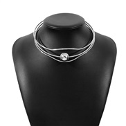( White K)occidental style geometry opening hollow pellet necklace  fashion brief punk fashion Collar