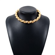( Gold)occidental style exaggerating temperament geometry twisted necklace  fashion high wave clavicle chain