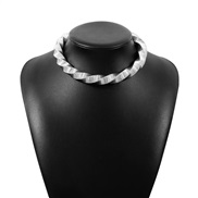 ( White K)occidental style exaggerating temperament geometry twisted necklace  fashion high wave clavicle chain
