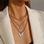 ( White Kbutterfly )occidental style multilayer necklace woman  enamel love elements chain temperament geometry clavicl