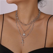 ( White K)occidental style multilayer necklace woman  enamel love elements chain temperament geometry clavicle chain