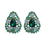 ( green)trend colorful diamond earrings drop fully-jewelled ear stud woman occidental style exaggeratingearrings