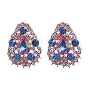 (purple)trend colorful diamond earrings drop fully-jewelled ear stud woman occidental style exaggeratingearrings