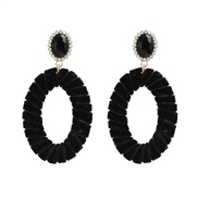 ( black)Autumn and Winter velvet earrings occidental style Earring woman velvet twining Round earring temperament
