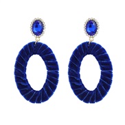 ( blue)Autumn and Winter velvet earrings occidental style Earring woman velvet twining Round earring temperament