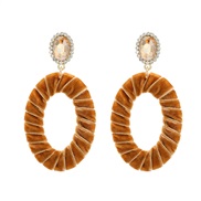 ( brown)Autumn and Winter velvet earrings occidental style Earring woman velvet twining Round earring temperament