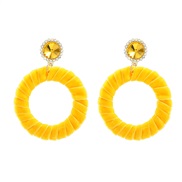 ( yellow)Autumn and Winter velvet earrings occidental style Earring woman velvet twining Round earring Bohemian style