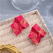 (E2392 4/ red)occidental style personality geometry gold earrings  exaggerating Irregular earrings high Earring woman