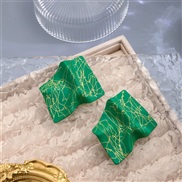 (E4436 1/ green)occidental style personality geometry gold earrings  exaggerating Irregular earrings high Earring woman