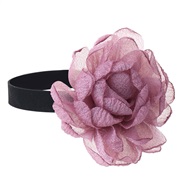 (purple)exaggerating elegant three-dimensional big flowers belt lady short necklace romantic black Collar