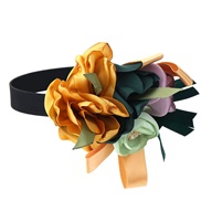( yellow)occidental style wind Cloth imitate three-dimensional flowers belt  handmade production rose Collar necklace w