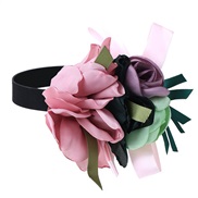 ( Pink)occidental style wind Cloth imitate three-dimensional flowers belt  handmade production rose Collar necklace wom