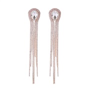 ( Gold)occidental style exaggerating long style claw chain silver earrings super drop glass diamond ear stud fashion tr