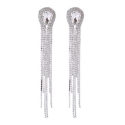 ( Silver)occidental style exaggerating long style claw chain silver earrings super drop glass diamond ear stud fashion 