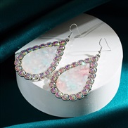 ( white) occidental style temperament Alloy diamond high resin pendant banquet earrings trend Street Snap Earring