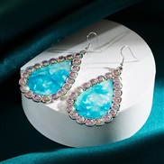 ( blue) occidental style temperament Alloy diamond high resin pendant banquet earrings trend Street Snap Earring