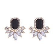 ( black)occidental style fashion retro palace wind Alloy diamond earrings woman all-Purpose high