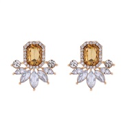 ( champagne)occidental style fashion retro palace wind Alloy diamond earrings woman all-Purpose high