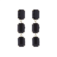 ( black)occidental style fashion temperament long style multilayer square glass diamond earrings woman samll brief banq