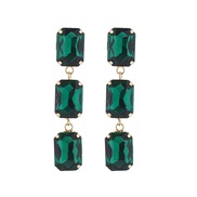 ( green)occidental style fashion temperament long style multilayer square glass diamond earrings woman samll brief banq