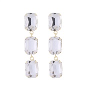 ( white)occidental style fashion temperament long style multilayer square glass diamond earrings woman samll brief banq