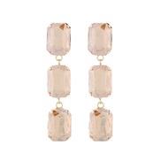 ( Gold)occidental style fashion temperament long style multilayer square glass diamond earrings woman samll brief banqu