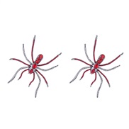 ( red)occidental style exaggerating black wind Alloy diamond big spider silver earrings woman personality Halloween