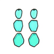 ( green)fashion trend Alloy transparent resin earrings woman long style multilayer Irregular geometry