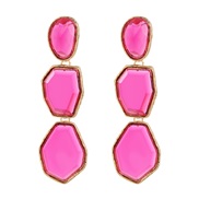 ( rose Red)fashion trend Alloy transparent resin earrings woman long style multilayer Irregular geometry