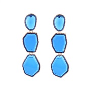 ( blue)fashion trend Alloy transparent resin earrings woman long style multilayer Irregular geometry