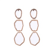 ( white)fashion trend Alloy transparent resin earrings woman long style multilayer Irregular geometry