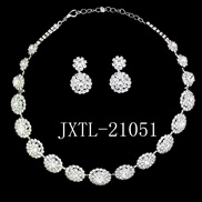 (JXTL 21 51 White Diamond )  occidental style necklace earrings set  claw chain Rhinestone exaggerating atmospheric bri
