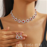 (JXTL 21 51 red )  occidental style necklace earrings set  claw chain Rhinestone exaggerating atmospheric brief all-Pur
