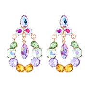 (AB color)occidental style geometry Drop-type fully-jewelled Alloy diamond ear stud personality temperament woman exagg