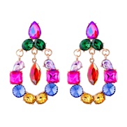 ( Color)occidental style geometry Drop-type fully-jewelled Alloy diamond ear stud personality temperament woman exagger