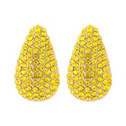 ( yellow)occidental style fully-jewelled drop ear stud retro temperament super earrings high Earring