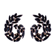 ( black)occidental style flowers earrings color fully-jewelled leaves ear stud temperament pendant Earring