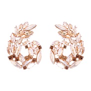 ( champagne)occidental style flowers earrings color fully-jewelled leaves ear stud temperament pendant Earring