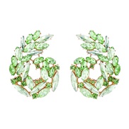( green)occidental style flowers earrings color fully-jewelled leaves ear stud temperament pendant Earring