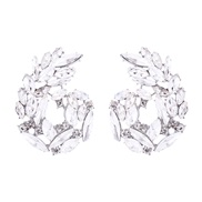 ( white)occidental style flowers earrings color fully-jewelled leaves ear stud temperament pendant Earring